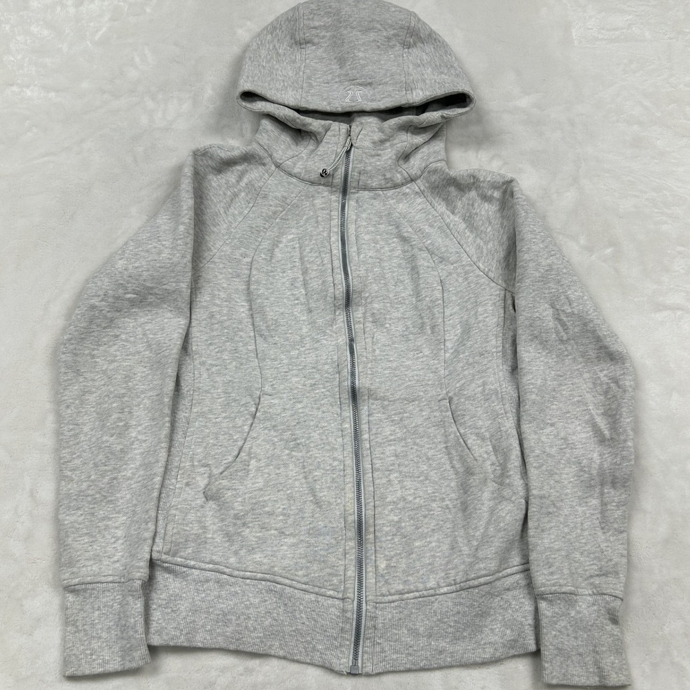 Lululemon Scuba Full Zip Hoodie Womens 6 Heathered Core Ultra Light Grey Fleece